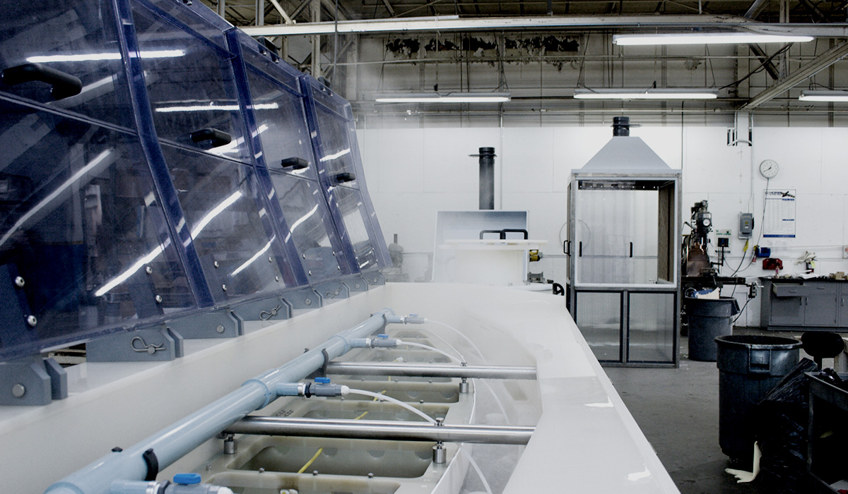 Precision process control systems being monitored to ensure all electroplating specifications meet rigorous automotive and medical industry standards.